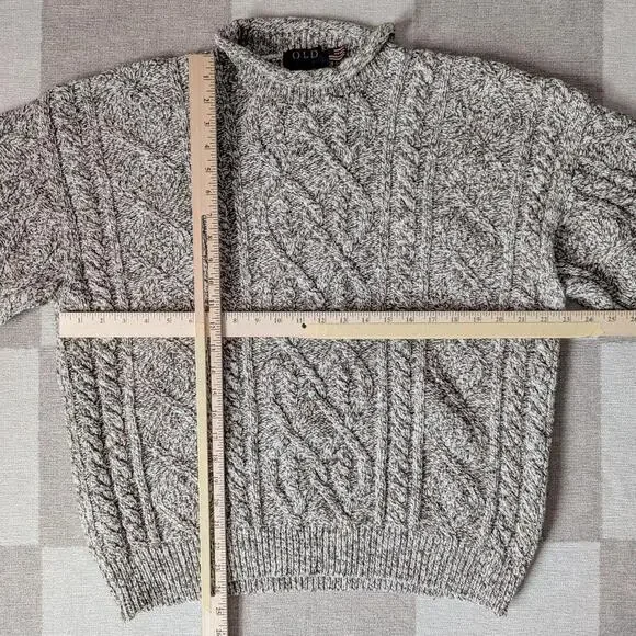 SOLD Vintage 90s chunky knit cotton & wool rolled neck sweater - Picture 4 of 6